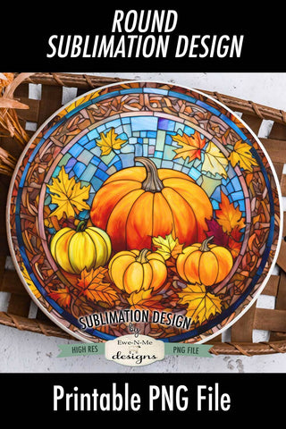 Stained Glass Pumpkins | Fall Round Sublimation Design Sublimation Ewe-N-Me Designs 