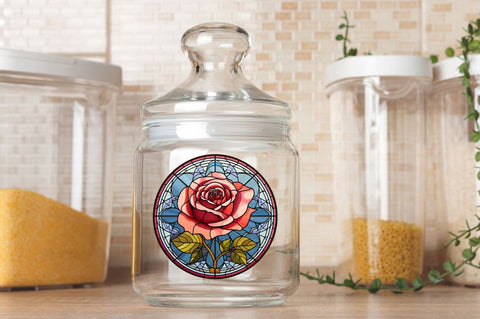 Stained Glass Rose Feild Art Bundle Sublimation Regulrcrative 