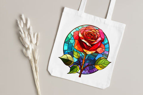 Stained Glass Rose Feild Art Bundle Sublimation Regulrcrative 