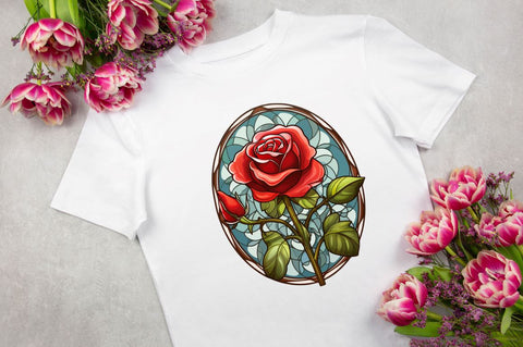 Stained Glass Rose Feild Art Bundle Sublimation Regulrcrative 