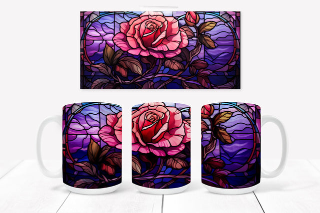 Stained glass rose mug design Sublimation Svetana Studio 