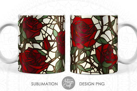 3D Roses 11oz mug sublimation designs, 3d mug design, 3d flower PNG By  Artisan Craft SVG