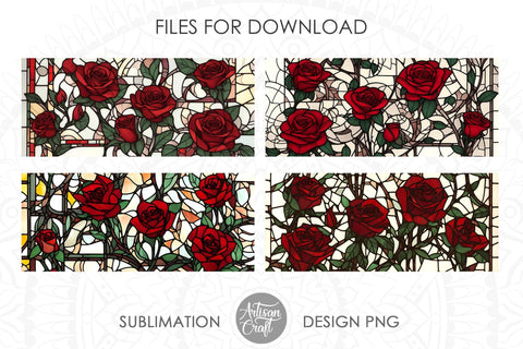 Stained glass roses for 15oz mug sublimation Sublimation Artisan Craft SVG 