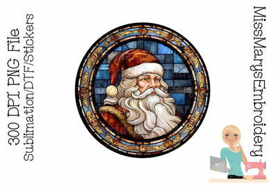 Stained Glass Santa | Santa Clipart | 300 DPI PNG SVG MissMarysEmbroidery 