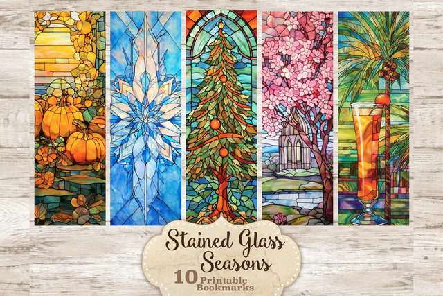 Stained Glass Seasons Bookmarks | Bookmarks Bundle SVG GlamArtZhanna 