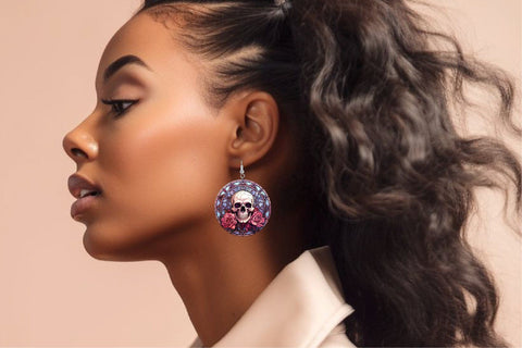 Stained Glass Skull Earrings Bundle Sublimation Designs Sublimation OrangeBrushStudio 