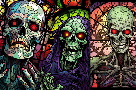 Stained Glass Spooky Zombie Bundle Sublimation Regulrcrative 