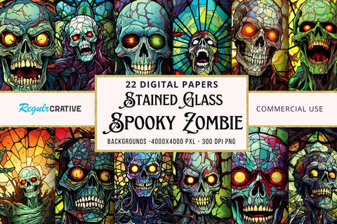 Stained Glass Spooky Zombie Bundle Sublimation Regulrcrative 