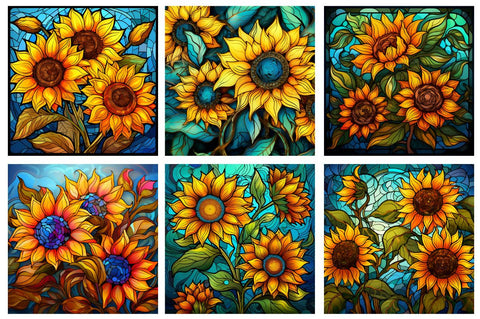 Stained Glass Sunflowers Sublimation Bundle Sublimation Regulrcrative 