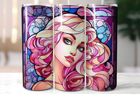 Stained Glass Tumbler Design | Blonde Girl Wearing Sunglasses Sublimation Kseniia designer 