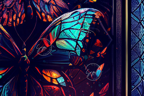 Stained Glass Tumbler Wrap, Gothic Butterfly, Butterflies Stain Glass, Alcohol Ink Design, 20oz Skinny Tumbler Design Seamless Sublimation PNG, DIGITAL DOWNLOAD. Sublimation Syre Digital Creations 