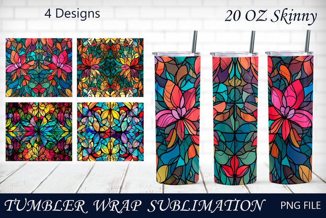 Stained glass tumbler wrap sublimation, 20 oz skinny design Sublimation AnastasiyaArtDesign 