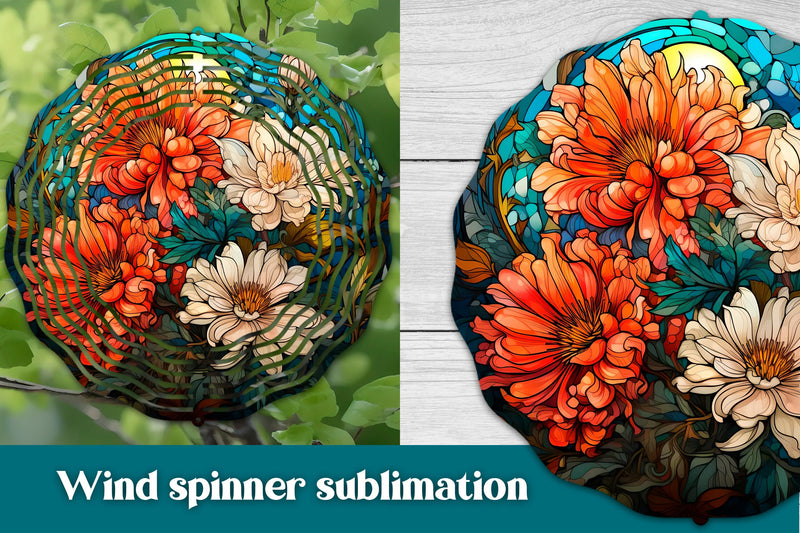 Stained glass wind spinner | Flower wind spinner design Sublimation Svetana Studio 