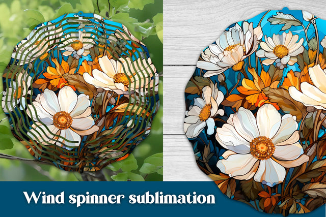 Stained glass wind spinner | Flower wind spinner PNG Sublimation Svetana Studio 