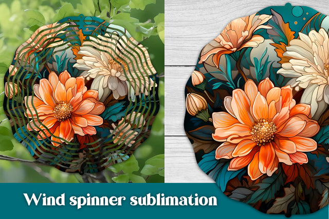 Stained glass wind spinner sublimation | Floral wind spinner Sublimation Svetana Studio 