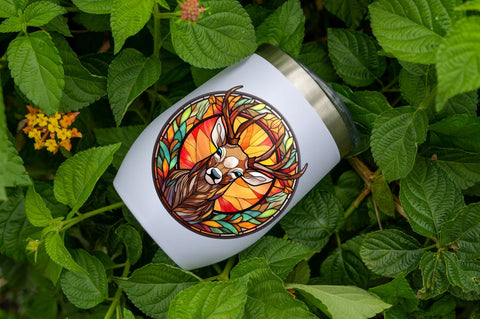 Stained Glass with Christmas Deer Flower Sublimation Regulrcrative 