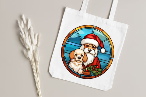 Stained Glass with Christmas Dog and San Sublimation Regulrcrative 