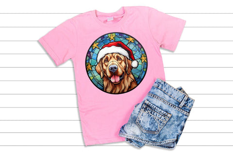 Stained Glass with Christmas Dog and San Sublimation Regulrcrative 