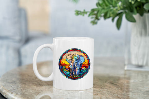 Stained Glass with Christmas Elephant Sublimation Regulrcrative 