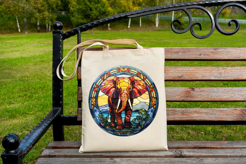 Stained Glass with Christmas Elephant Sublimation Regulrcrative 