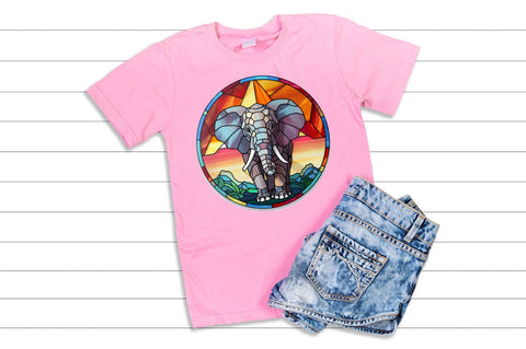 Stained Glass with Christmas Elephant Sublimation Regulrcrative 