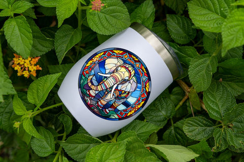Stained Glass with Christmas Elephant Sublimation Regulrcrative 