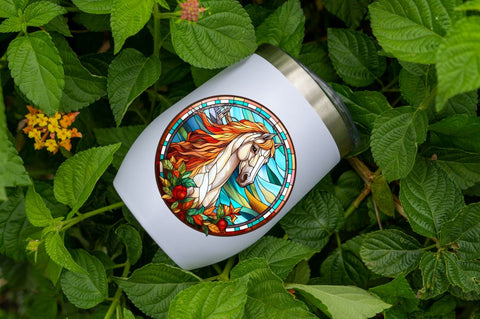Stained Glass with Christmas Horse Sublimation Regulrcrative 