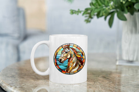 Stained Glass with Christmas Horse Sublimation Regulrcrative 