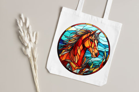 Stained Glass with Christmas Horse Sublimation Regulrcrative 