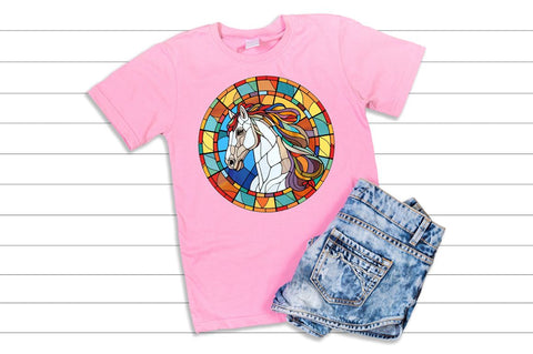 Stained Glass with Christmas Horse Sublimation Regulrcrative 