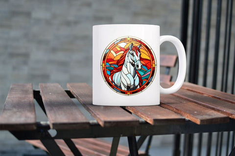 Stained Glass with Christmas Horse Sublimation Regulrcrative 