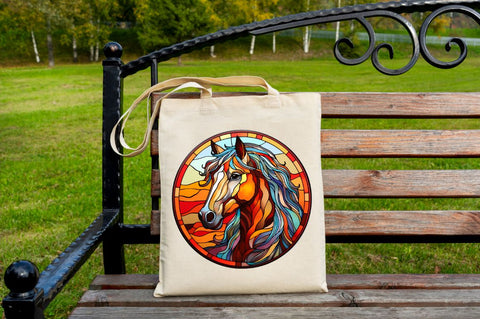 Stained Glass with Christmas Horse Sublimation Regulrcrative 