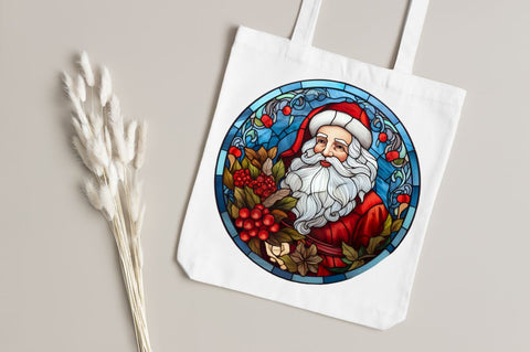 Stained Glass with Christmas Santa Flower Sublimation Regulrcrative 