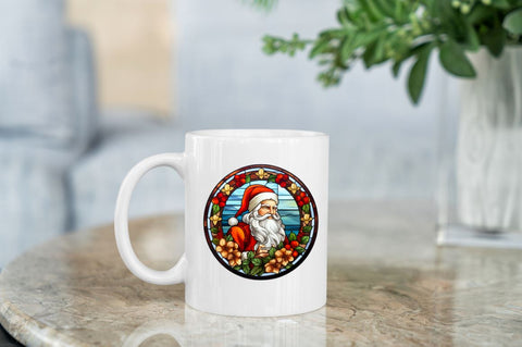 Stained Glass with Christmas Santa Flower Sublimation Regulrcrative 