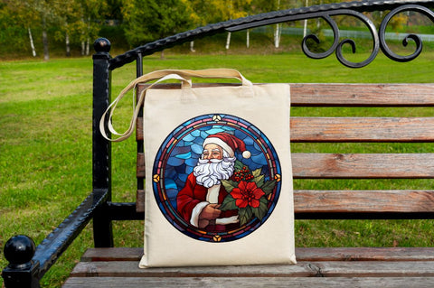 Stained Glass with Christmas Santa Flower Sublimation Regulrcrative 