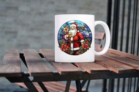 Stained Glass with Christmas Santa Flower Sublimation Regulrcrative 