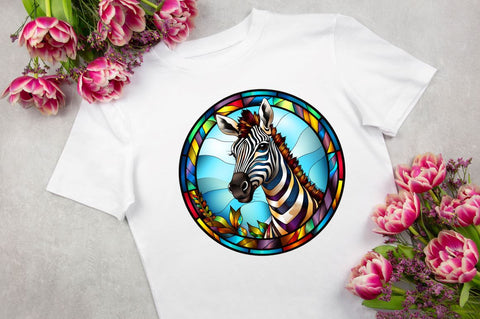 Stained Glass with Christmas Zebra Sublimation Regulrcrative 