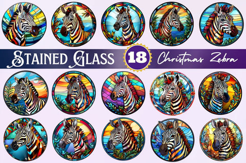 Stained Glass with Christmas Zebra Sublimation Regulrcrative 