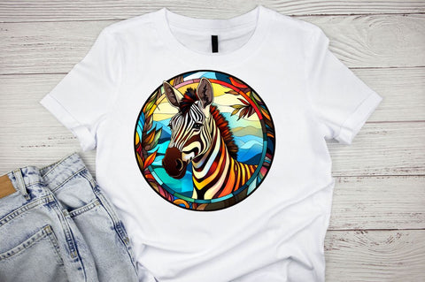 Stained Glass with Christmas Zebra Sublimation Regulrcrative 