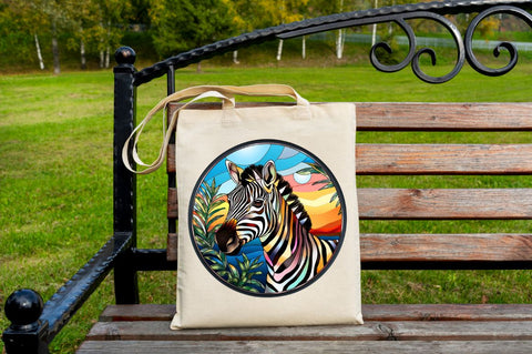 Stained Glass with Christmas Zebra Sublimation Regulrcrative 