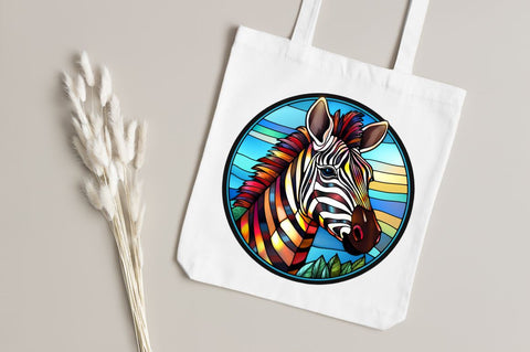 Stained Glass with Christmas Zebra Sublimation Regulrcrative 