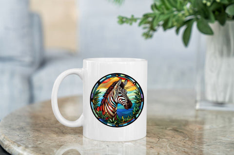 Stained Glass with Christmas Zebra Sublimation Regulrcrative 