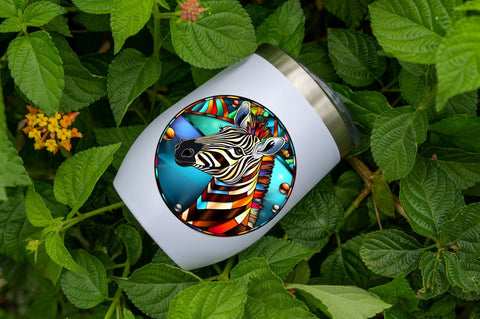 Stained Glass with Christmas Zebra Sublimation Regulrcrative 
