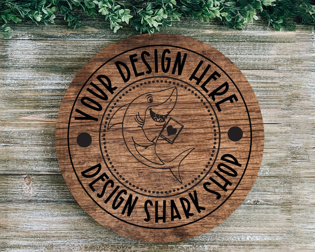 Stained Wood Round Sign Mock Up Mock Up Photo Design Shark 