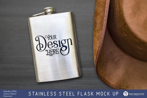 Stainless steel Flask - Mock up, styled photo Mock Up Photo Mae Middleton Studio 