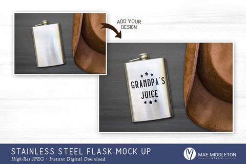 Stainless steel Flask - Mock up, styled photo Mock Up Photo Mae Middleton Studio 