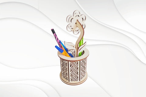 Stand holder with flower model, laser cutting design. Svg files. SVG VectorBY 