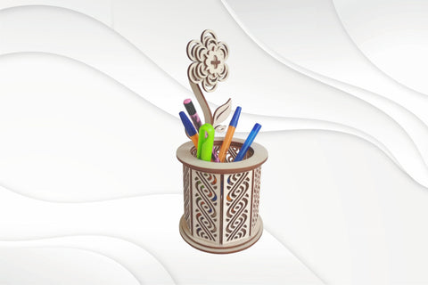 Stand holder with flower model, laser cutting design. Svg files. SVG VectorBY 