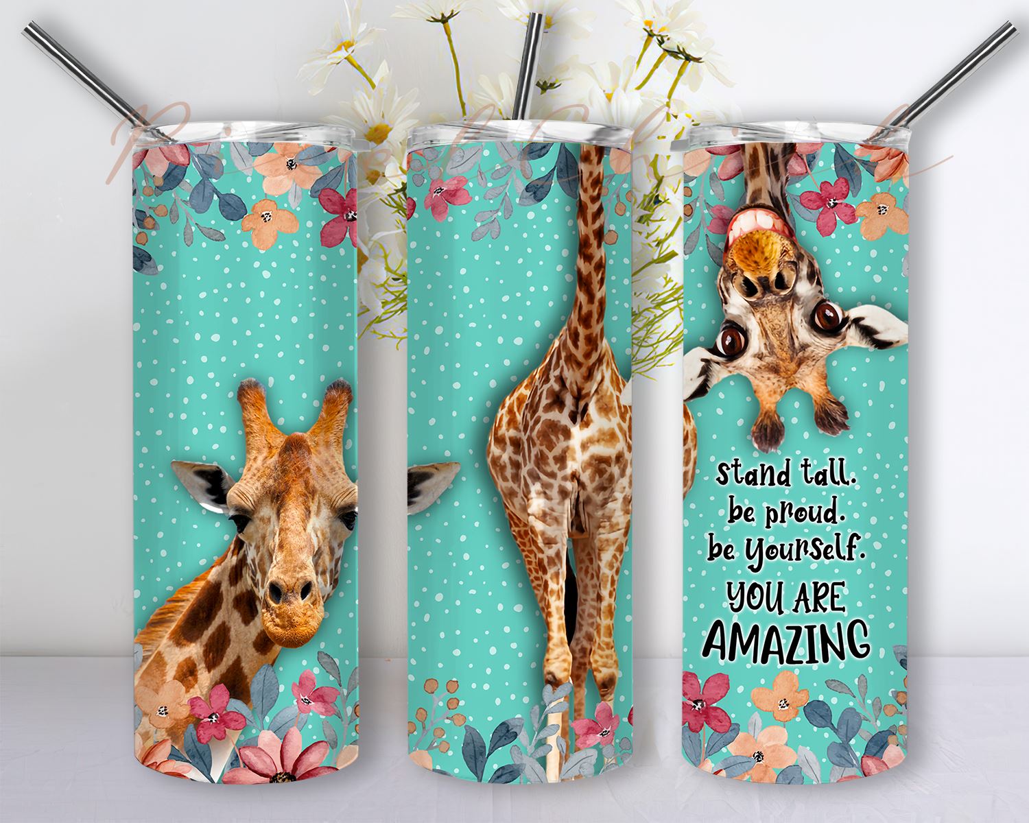 Giraffe tumbler wrap design