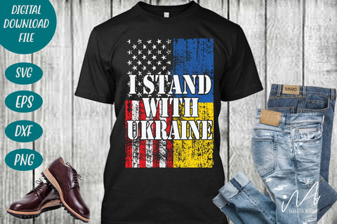 Stand with Ukraine svg, USA and Ukraine flag svg SVG Isabella Machell 
